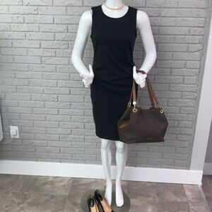 ICHI Dress Womens Medium Black Knee Length Sleeveless Solid Midi Dress